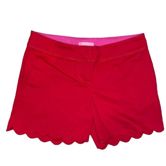 Isaac Mizrahi Red/Pink Scalloped Shorts Size 4 - Picture 3 of 7